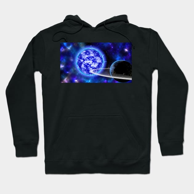 Ringed Planet Orbiting a Blue Star Hoodie by jecphotography